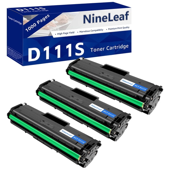 NineLeaf 3 Pack MLT-D111S Compatible Toner Cartridge Replacement for Samsung 111S MLTD111S to use with Xpress SL-M2020W SL-M2022W SL-M2024W SL-M2070W SL-M2070FW Printer
