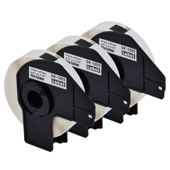 NineLeaf 3 Rolls Compatible for Brother DK-1203 0.66 in x 3.4 in Die-Cut File Folder Labels, 300 Labels Per Roll