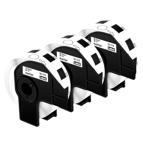 NineLeaf 3 Rolls Compatible for Brother DK-1219 Diameter 1/2 in Die-Cut Round PaPer Labels, 1200 Labels Per Roll
