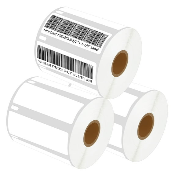 NineLeaf 3 Rolls Compatible for DYMO 1785353 3-1/2 in x 1-1/8 in Postage Address Shipping Direct Thermal Labels, 1050 Labels Per Roll