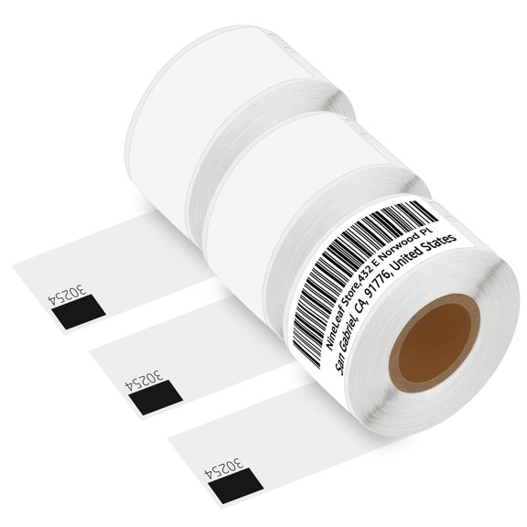 NineLeaf 3 Rolls Compatible for DYMO 30254 1-1/8 in x 3-1/2 in Clear Shipping Address Barcode Labels, 130 Labels Per Roll
