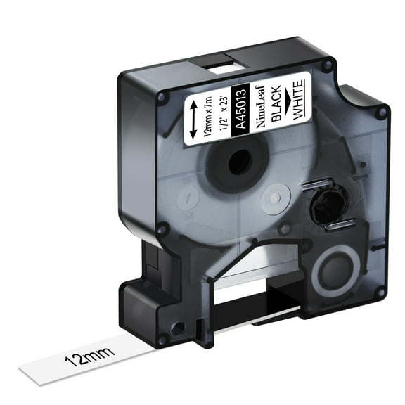 NineLeaf 30PK Compatible for DYMO D1 45013 45113 S0720530 1/2" x 23' (12mm x 7m) Black on White Label Maker Tape for Label Manager 100 120P 160 210D