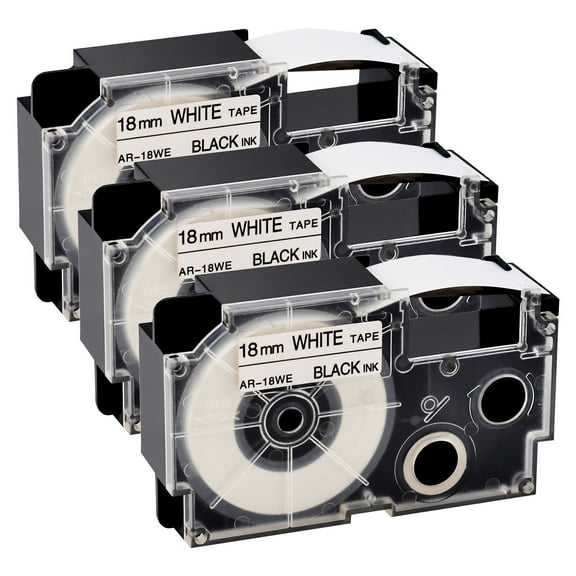 NineLeaf 3PK Compatible for XR-18WE XR-18WE2S XR18WE 18mm 3/4" Black on White Label Tape for KL-750 KL-780 KL-820 KL-2000 KL-7000 KL-7200 KL-8100 Label Printer