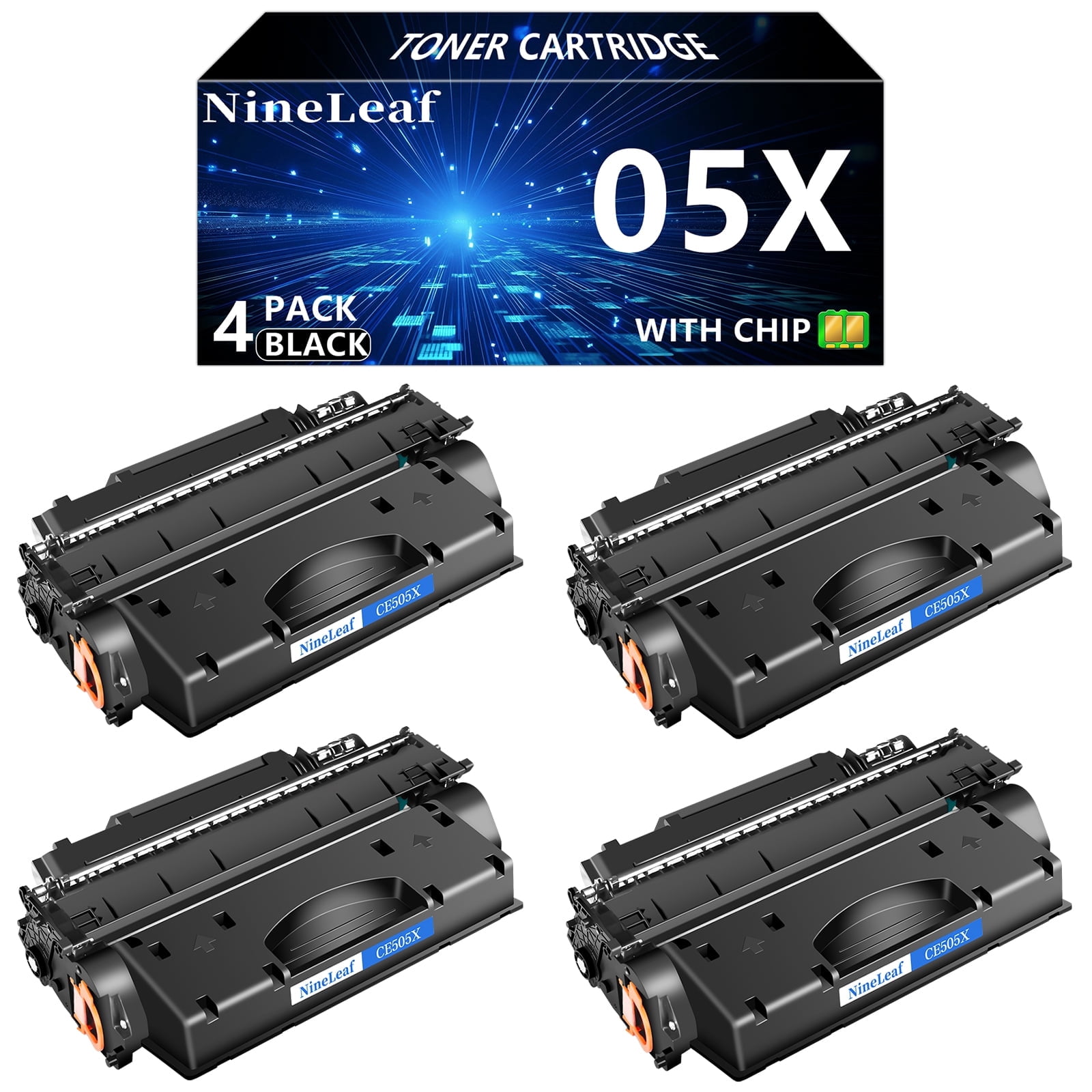 NineLeaf 4-Pack 05X CE505X Compatible Toner Cartridge Replacement for ...