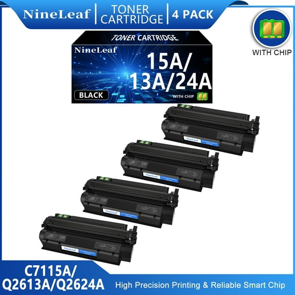 NineLeaf 4-Pack 24A Q2624A Compatible Toner Cartridge Replacement for HP 24A Black Toner Cartridge to use for Laserjet 1000 1200 1220 1330 3300 3310 3320 3330 3380 1300 1300n 1300xi 1300t Printer Ink