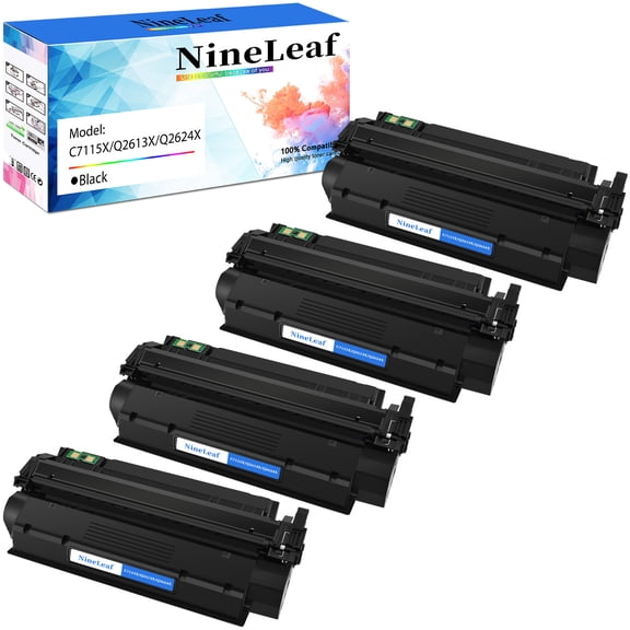 NineLeaf 4-Pack 24X Q2624X Compatible Toner Cartridge Replacement for HP 24X Black Toner Cartridge to use for Laserjet 1000 1200 1220 1330 3300 3310 3320 3330 3380 1300 1300n 1300xi 1300t Printer Ink