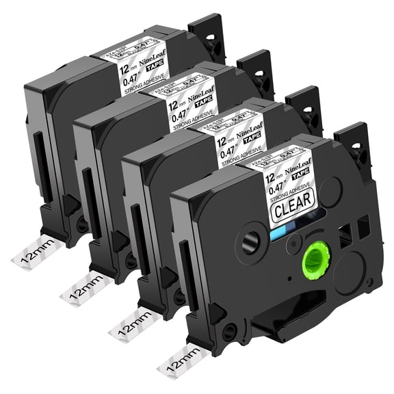 NineLeaf 4 Pack Compatible for Brother P-Touch Black on Clear TZe TZ Label Maker Tape TZe-S131 TZ-S131 12mm 0.47'' Extra Strength Laminated Label Tape