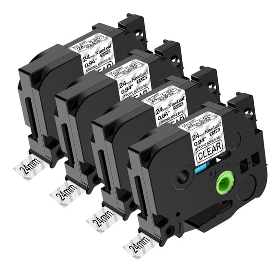 NineLeaf 4 Pack Compatible for Brother P-Touch Black on Clear TZe TZ Label Maker Tape TZe-S151 TZ-S151 24mm 1 in Extra Strength Laminated Label Tape