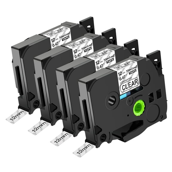 NineLeaf 4 Pack Compatible for Brother P-touch TZe-131 TZe131 TZ-131 TZ131 12mm Clear Laminated Label Tape 0.47" x 26.2 ft (12mm x 8m)