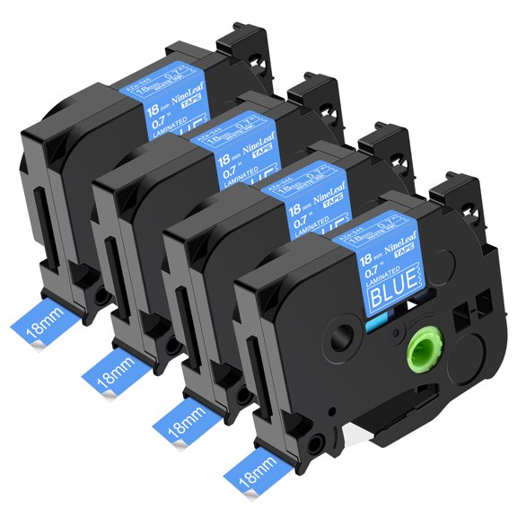 NineLeaf 4 Pack Compatible for Brother P-touch TZe-545 TZe545 TZ-545 TZ545 18mm 3/4'' White on Blue Laminated TZe TZ Label Tape 0.7" x 26.2ft
