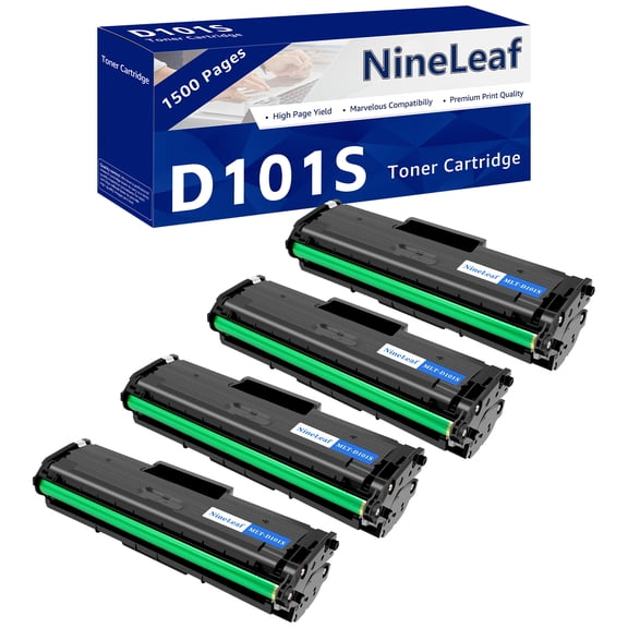 NineLeaf 4 Pack MLT-101S Compatible Toner Cartridge Replacement for Samsung 101S MLTD101S to use with ML-2166W ML-2160 ML-2165 SCX-3405W ML-2165W SCX-3405FW SCX-3400 SCX-3401FH SF-760P Printer