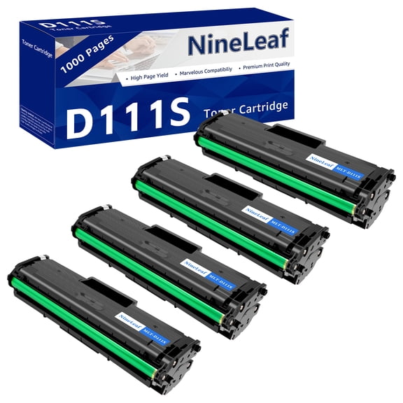 NineLeaf 4 Pack MLT-D111S Compatible Toner Cartridge Replacement for Samsung 111S MLTD111S to use with Xpress SL-M2020W SL-M2022W SL-M2024W SL-M2070W SL-M2070FW Printer