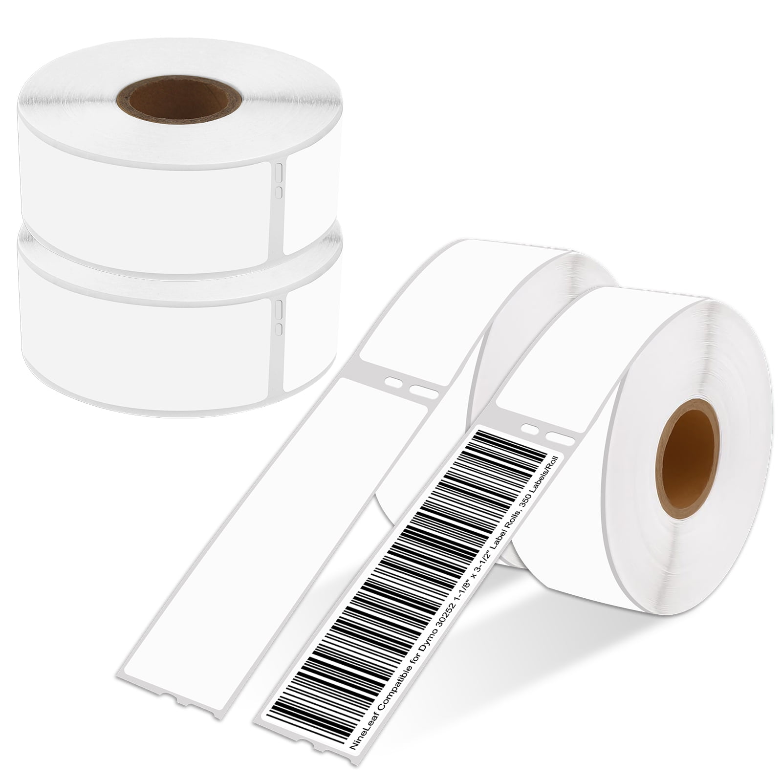 NineLeaf 4 Rolls Compatible for DYMO 30252 1-1/8 in x 3-1/2 in Shipping Address Barcode Labels, 350 Labels Per Roll