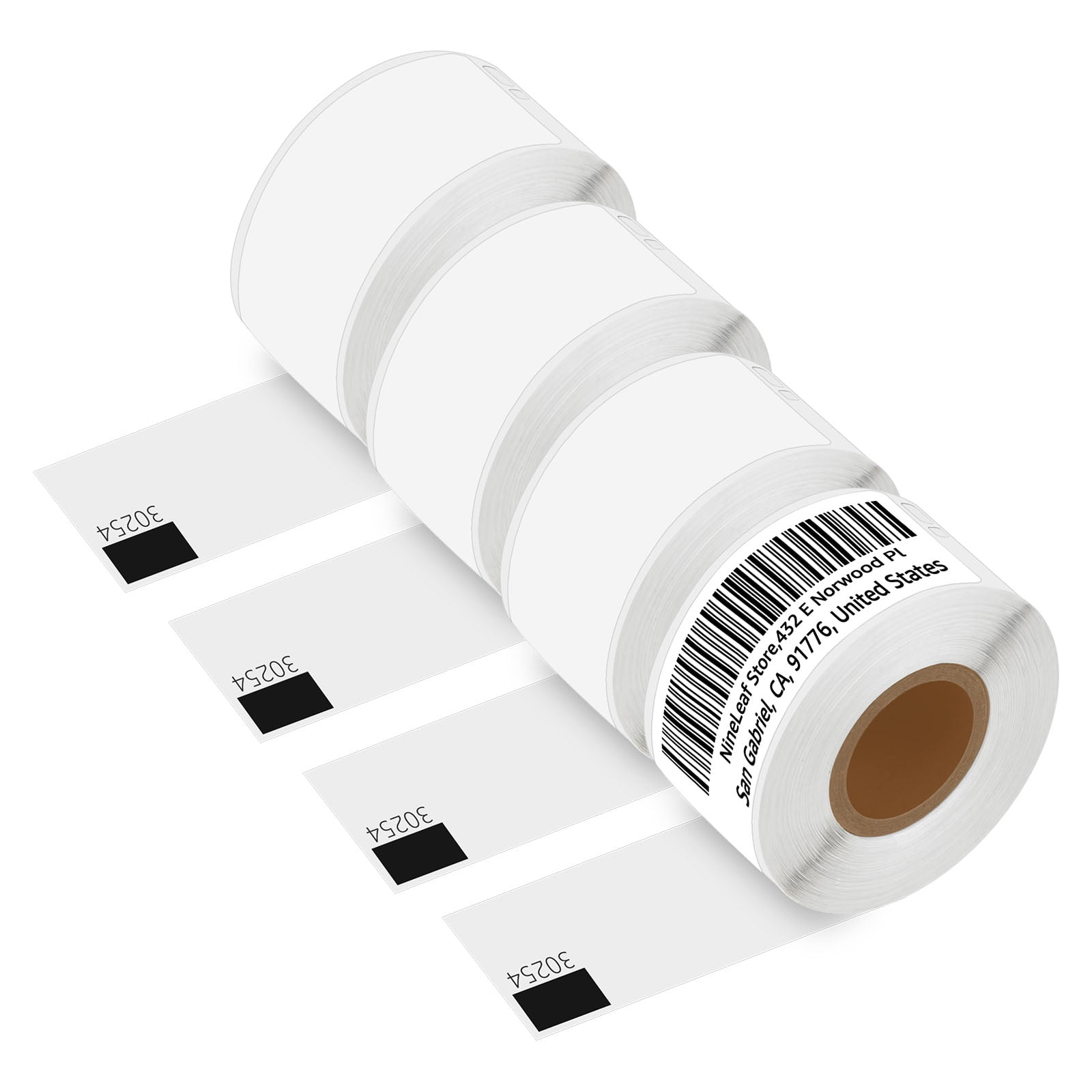 NineLeaf 4 Rolls Compatible for DYMO 30254 1-1/8 in x 3-1/2 in Clear Shipping Address Barcode Labels, 130 Labels Per Roll