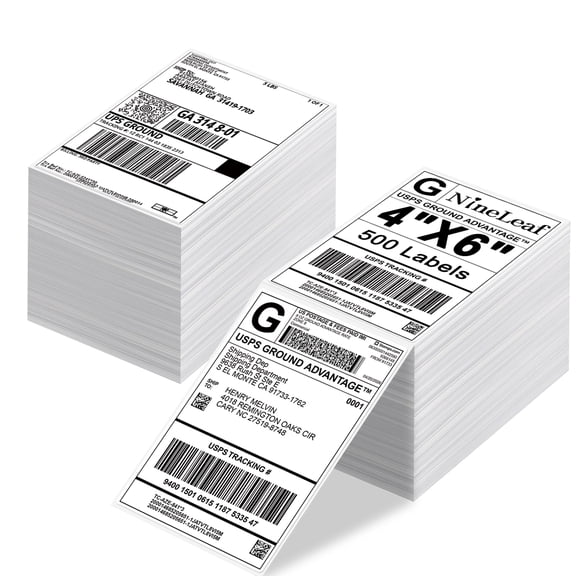 NineLeaf 4 x 6 Direct Thermal Labels Strong Adhesive Fanfold Perforated Shipping Labels Compatible for Most Thermal Printers, 500pcs per Stack, 2 Stack