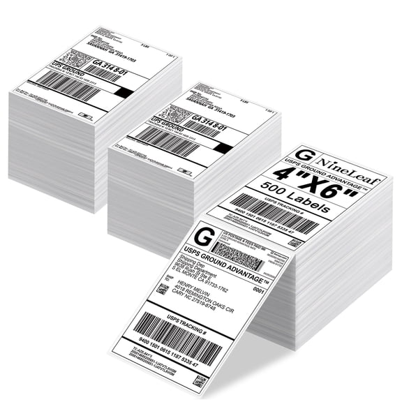 NineLeaf 4 x 6 Direct Thermal Labels Strong Adhesive Fanfold Perforated Shipping Labels Compatible for Most Thermal Printers, 500pcs per Stack, 3 Stack