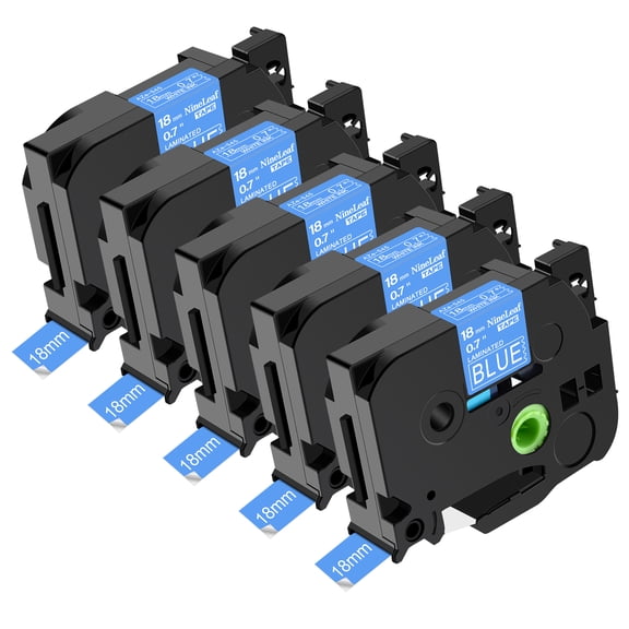 NineLeaf 5 Pack Compatible for Brother P-touch TZe-545 TZe545 TZ-545 TZ545 18mm 3/4'' White on Blue Laminated TZe TZ Label Tape 0.7" x 26.2ft