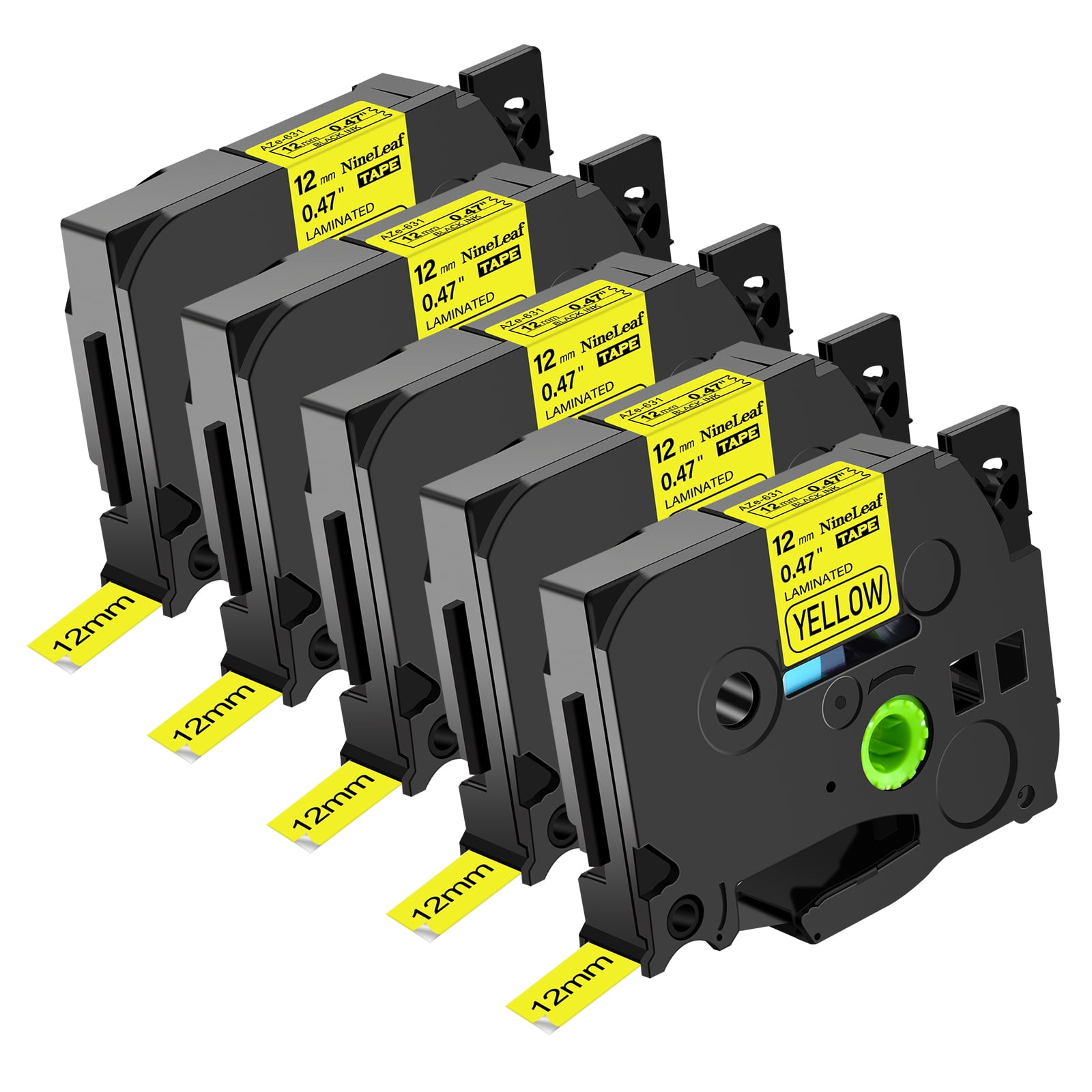 MediaRange Label Tape Cartridge - Replaces Brother TZ-631/TZe-631, 12mm Black On Yellow, 8m Length