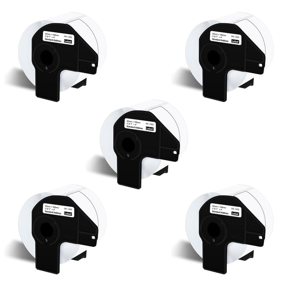 NineLeaf 5 Rolls Compatible for Brother DK-1202 2.4 in x 3.9 in Die-Cut Shipping PaPer Labels, 300 Labels Per Roll