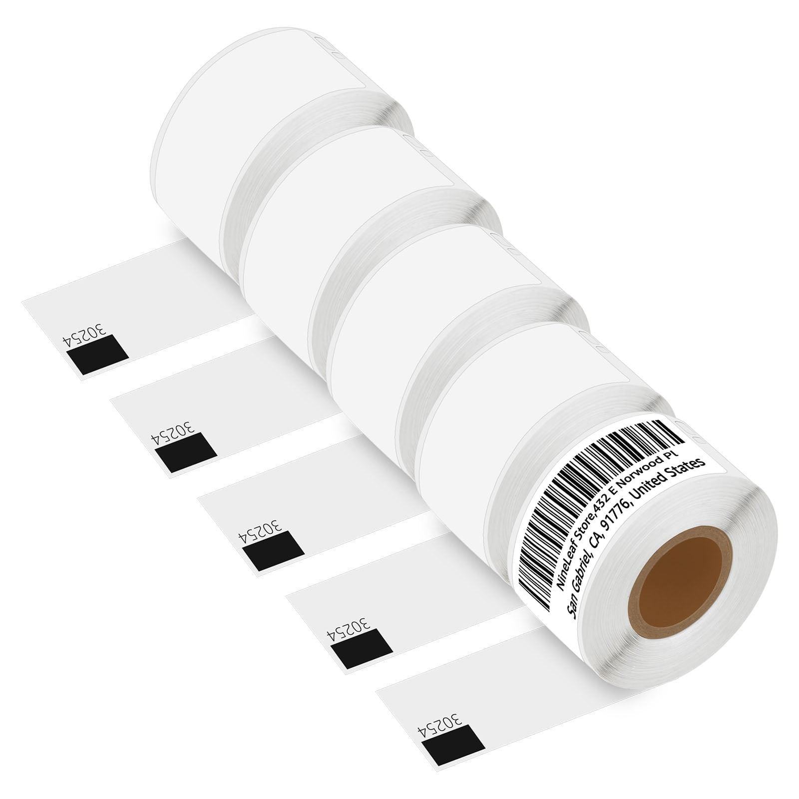 NineLeaf 5 Rolls Compatible for DYMO 30254 1-1/8 in x 3-1/2 in Clear Shipping Address Barcode Labels, 130 Labels Per Roll