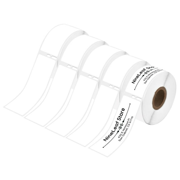 NineLeaf 5 Rolls Compatible for DYMO 30320 1-1/8 in x 3-1/2 in Shipping Address Barcode Mailing Direct Thermal Labels, 260 Labels Per Roll