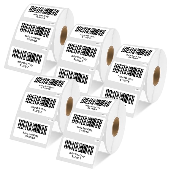 NineLeaf 5 Rolls Compatible for DYMO 30344 2-5/16 in x 4 in White with Red Border Shipping Address Barcode Labels, 300 Labels Per Roll