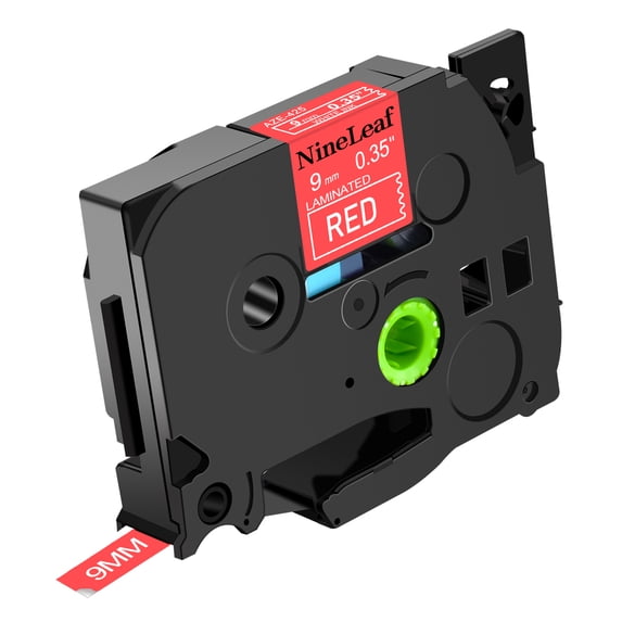 NineLeaf 50 Pack Compatible for Brother P-touch TZe-425 TZe425 TZ-425 TZ425 9mm 3/8'' White on Red Laminated TZe TZ Label Tape 0.35" x 26.2ft