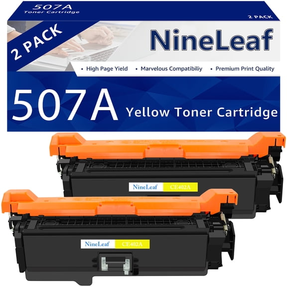 NineLeaf 507A 2 Pack Compatible Toner Cartridge Replacement for HPCE402A Yellow Toner Work with LaserJet 500 Color m551 m551dn m551n m551xh m570dn m570dw m575c m575dn m575f Printer
