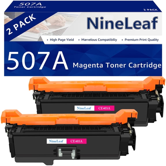NineLeaf 507A 2 Pack Compatible Toner Cartridge Replacement for HPCE403A Magenta Toner Work with LaserJet 500 Color m551 m551dn m551n m551xh m570dn m570dw m575c m575dn m575f Printer