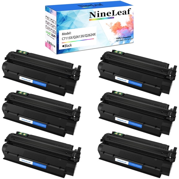NineLeaf 6-Pack 24X Q2624X Compatible Toner Cartridge Replacement for HP 24X Black Toner Cartridge to use for Laserjet 1000 1200 1220 1330 3300 3310 3320 3330 3380 1300 1300n 1300xi 1300t Printer Ink