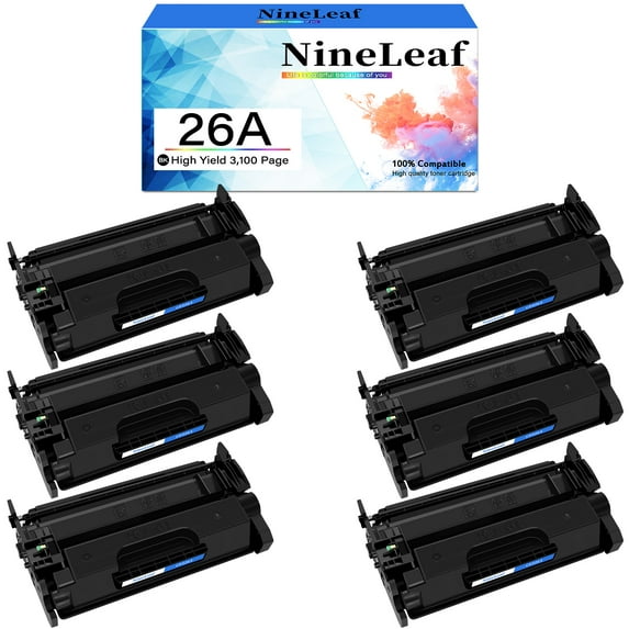 NineLeaf 6-Pack 26A Compatible Toner Cartridge Replacement for HP 26A CF226A Black Toner Cartridge to use for Laserjet Pro M402n M402dn M402d M402dw M402dne MFP M426dw MFP M426fdw MFP M426fdn Printer