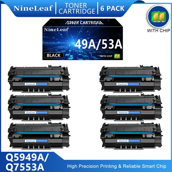 NineLeaf 6-Pack 49A Q5949A Compatible Toner Cartridge Replacement for HP 49A Black Toner Cartridge to use for Laser Jet 1320 1320n 3390 1160 3392 P2015 P2015dn M2727nf Series Printer Ink