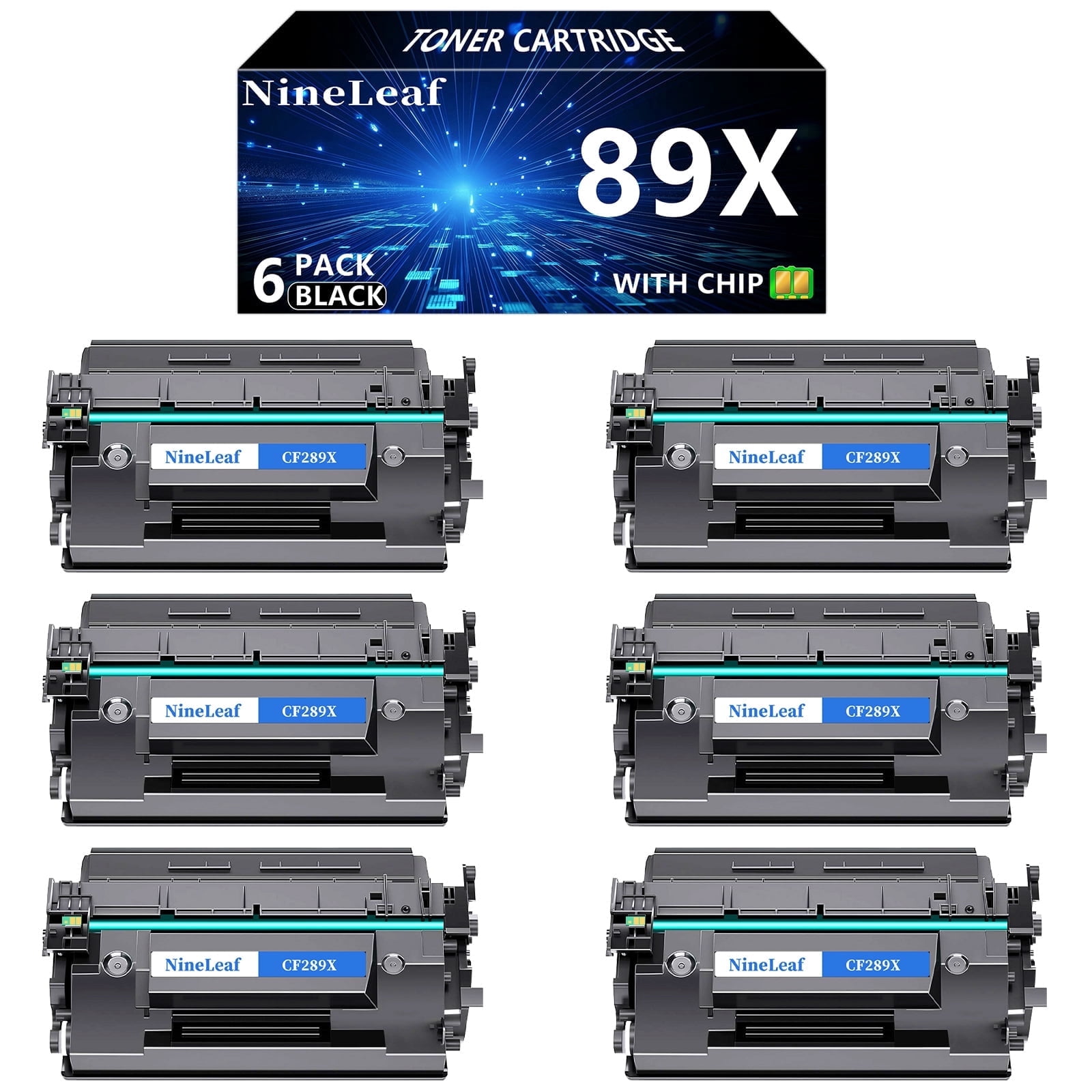 NineLeaf 6-Pack 89X CF289X [WITH CHIP] Black Toner Cartridge Compatible ...