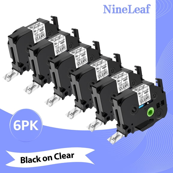 NineLeaf 6 Pack Compatible for Brother P-Touch Black on Clear TZe TZ Label Maker Tape TZe-S141 TZ-S141 18mm 0.7 in Extra Strength Laminated Label Tape