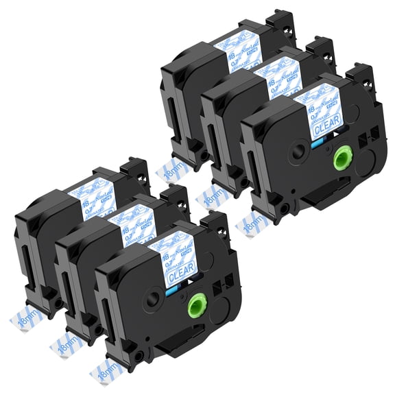 NineLeaf 6 Pack Compatible for Brother P-touch TZe-143 TZe143 TZ-143 TZ143 18mm 3/4'' Blue on Clear Laminated TZe TZ Label Tape 0.7" x 26.2ft