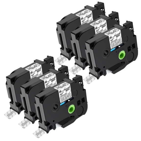NineLeaf 6 Pack Compatible for Brother P-touch TZe-145 TZe145 TZ-145 TZ145 18mm 3/4'' White on Clear Laminated TZe TZ Label Tape 0.7" x 26.2ft