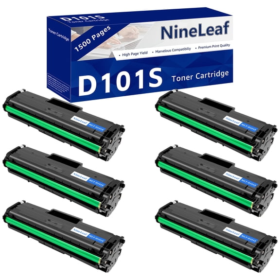 NineLeaf 6 Pack MLT-101S Compatible Toner Cartridge Replacement for Samsung 101S MLTD101S to use with ML-2166W ML-2160 ML-2165 SCX-3405W ML-2165W SCX-3405FW SCX-3400 SCX-3401FH SF-760P Printer