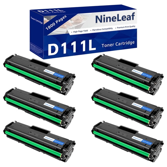 NineLeaf 6 Pack MLT-D111L Compatible Toner Cartridge Replacement for Samsung 111L MLTD111L to use with Xpress M2020W M2022W M2024W M2070FW M2070W Printer