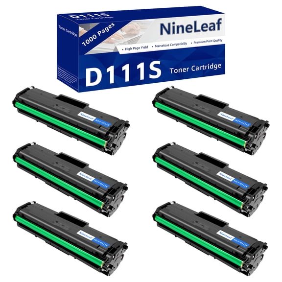 NineLeaf 6 Pack MLT-D111S Compatible Toner Cartridge Replacement for Samsung 111S MLTD111S to use with Xpress SL-M2020W SL-M2022W SL-M2024W SL-M2070W SL-M2070FW Printer