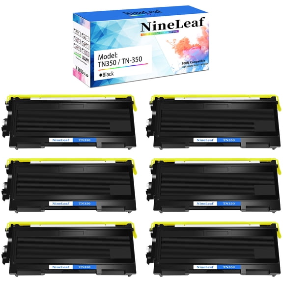 NineLeaf 6 Pack TN350 Compatible Toner Cartridge Replacement for Brother TN-350 to use in DCP-7020 HL-2030 HL-2040 HL-2070N MFC-7220 MFC-7225N MFC-7420 MFC-7820D Printer