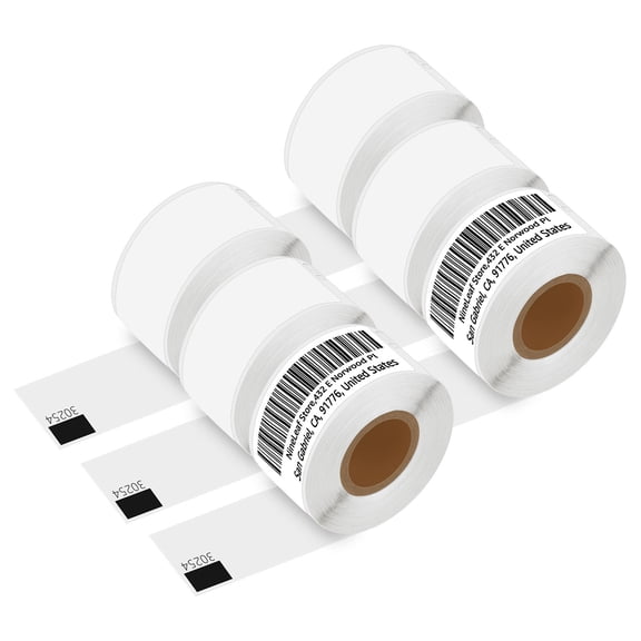 NineLeaf 6 Rolls Compatible for DYMO 30254 1-1/8 in x 3-1/2 in Clear Shipping Address Barcode Labels, 130 Labels Per Roll
