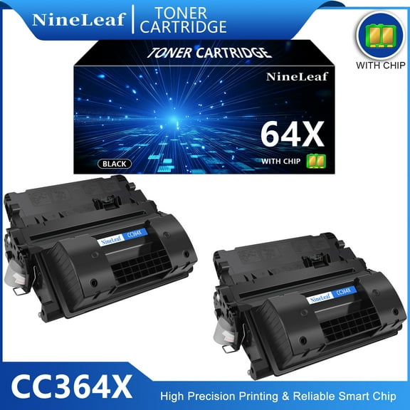 NineLeaf 64X Compatible Toner Cartridge Replacement for HP CC364X 64X Black Toner Cartridge use for Laser jet P4015 P4015dn P4015n P4015tn P4015x P4515 P4515x P4515xm(2 Pack,25000 Pages)