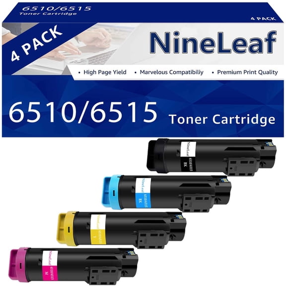 NineLeaf 6515 Toner Phaser 6510 High-Yield Compatible Toner Replacement for Xerox Workcentre 6515 / Phaser 6510dni 6510n / Workcenter 6515dni 6515dn Printer 4-Color (Black, Cyan, Magenta, Yellow)