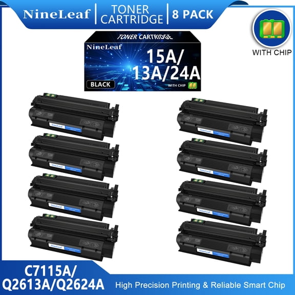 NineLeaf 8-Pack 24A Q2624A Compatible Toner Cartridge Replacement for HP 24A Black Toner Cartridge to use for Laserjet 1000 1200 1220 1330 3300 3310 3320 3330 3380 1300 1300n 1300xi 1300t Printer Ink