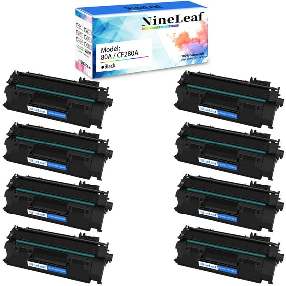 NineLeaf 8-Pack 80A Compatible Toner Cartridge Replacement for HP 80A CF280A Black Toner Cartridge to use for M401a M401d M401n M401dne MFP M425dn Printer