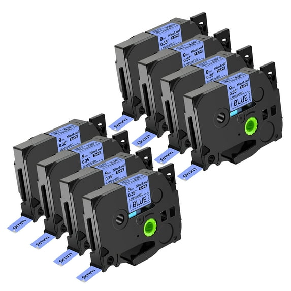 NineLeaf 8 Pack Compatible for Brother P-touch TZe-521 TZe521 TZ-521 TZ521 9mm 3/8 Blue Laminated Label Tape 0.35" x 26.2 ft (9mm x 8m)