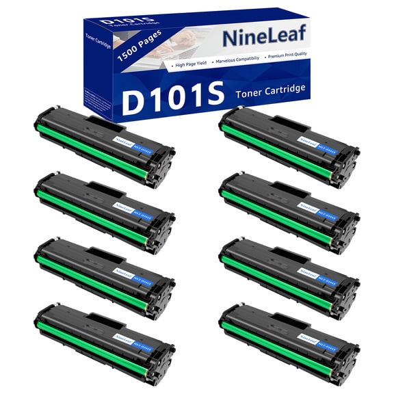 NineLeaf 8 Pack MLT-101S Compatible Toner Cartridge Replacement for Samsung 101S MLTD101S to use with ML-2166W ML-2160 ML-2165 SCX-3405W ML-2165W SCX-3405FW SCX-3400 SCX-3401FH SF-760P Printer