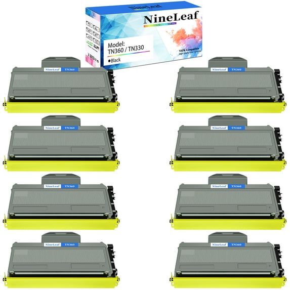 NineLeaf 8 Pack TN360 Compatible Toner Cartridge Replacement for Brother TN-360 TN330 to use in HL-2140 HL-2170W DCP-7030 DCP-7040 MFC-7840W MFC-7340 MFC-7345N Printer