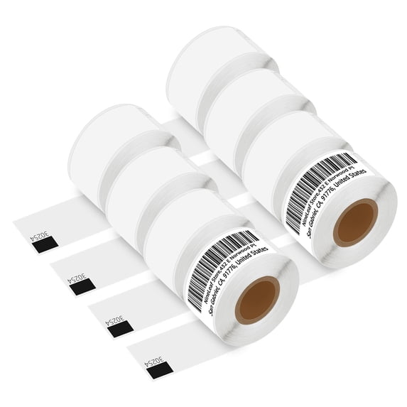 NineLeaf 8 Rolls Compatible for DYMO 30254 1-1/8 in x 3-1/2 in Clear Shipping Address Barcode Labels, 130 Labels Per Roll