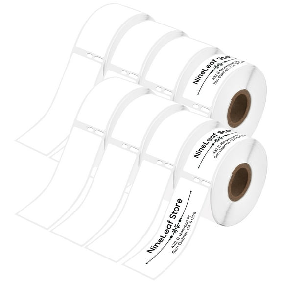 NineLeaf 8 Rolls Compatible for DYMO 30320 1-1/8 in x 3-1/2 in Shipping Address Barcode Mailing Direct Thermal Labels, 260 Labels Per Roll